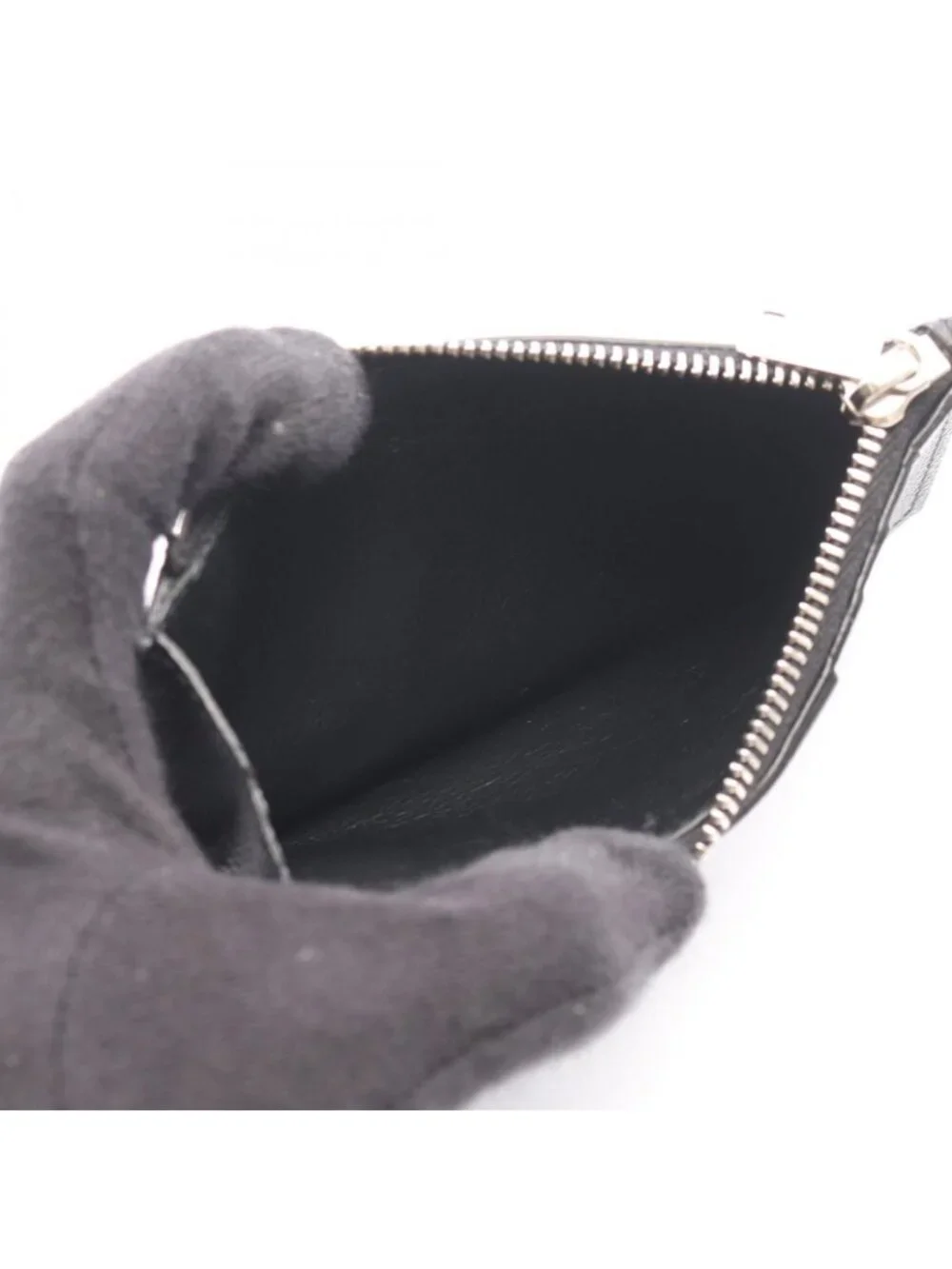 Saint Laurent Paris Coin Purse Fragment Zip Pouch Black Leather Case